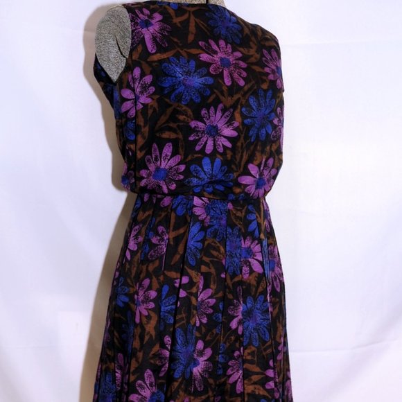 VTG 60's Daisy Floral Pleated Scooter Dress XS/S - Picture 5 of 12